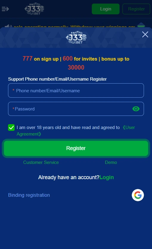 J33 Bet Login Real Earning App in Pkaistan