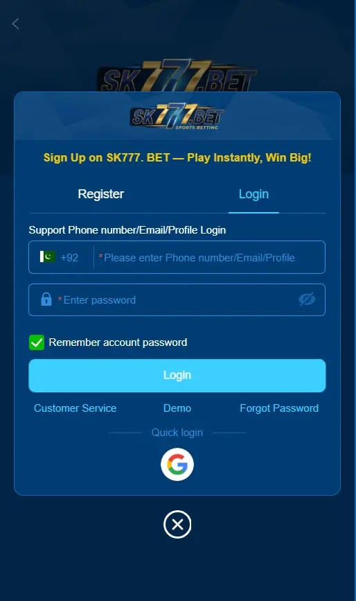 SK777 Login App (Real Earning App) in Pakistan
