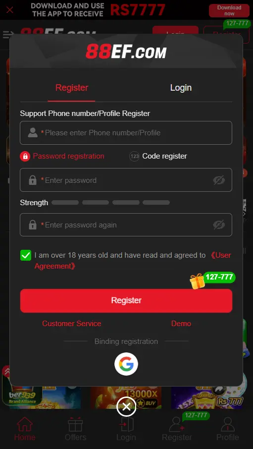 88EF Game Login (Trusted Earning App) in Pakistan
