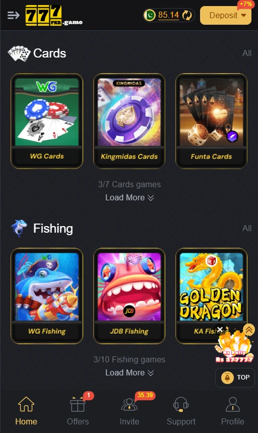 777 PKR App Interface